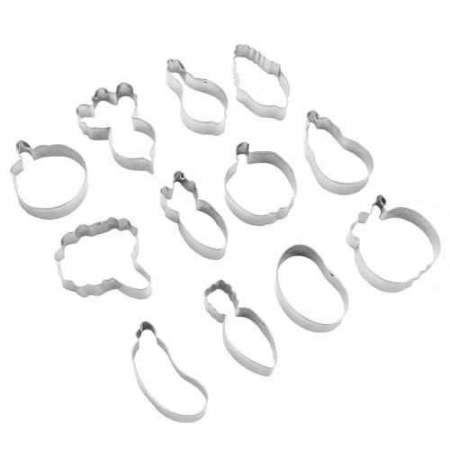 12-Piece Vegetable Shaped Cookie Cutter Set - Stainless Steel
