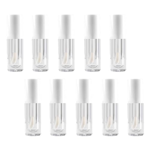 MOCIKE 10PCS Empty Lip Gloss Tubes, 10ml Refillable Containers with Pink Cap