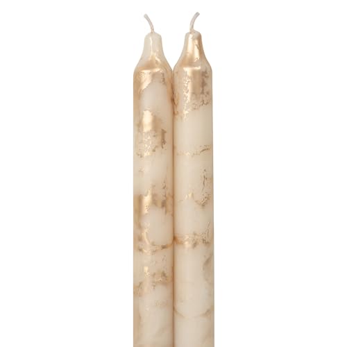 Northern Lights Candles Premium 12" Taper Candles - Cream & Gold - 2 Pack