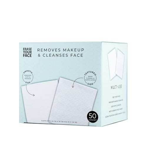 ERASE YOUR FACE Disposable Face Towels - Dual-Sided Makeup Remover Wipes