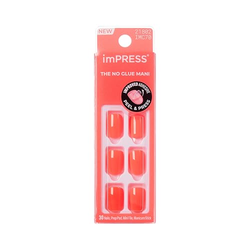 imPRESS No Glue Press-On Nails - Happier Vibes, Short Squoval, 30 Count