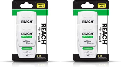 Reach Waxed Dental Floss Mint, 55 Yards - 6 Pack, Shred Resistant