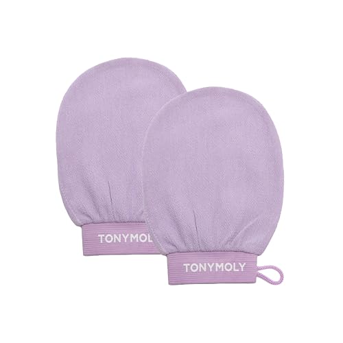 TONYMOLY Plum Bum Exfoliating Gloves - Korean Deep Scrub Towel 2pk