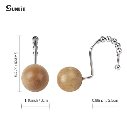 Boho Wood Beads Shower Curtain Hooks - Set of 12