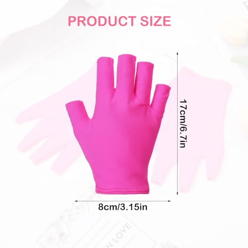 Xelsluthe UV Protection Gloves for Manicures - Fingerless, Black & Pink