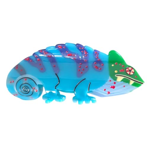 Cyan Chameleon Hair Claw Clip - Cute Novelty Acetate Hair Accessory
