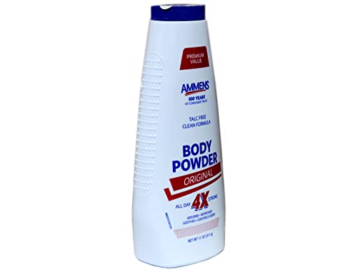 Ammens Talc-Free Body Powder Unscented 11 oz (Pack of 2) - All-Day Protection