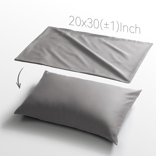 Queen Size Pillowcase Set - 500 Thread Count Cotton, Gray