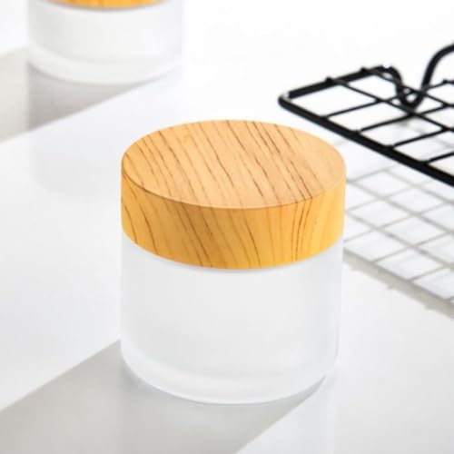 2oz Frosted Glass Jars - 6 Pack Refillable Cosmetic Containers