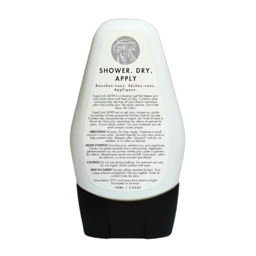 ToppCock Silver Men's Intimate Deodorant Gel - Anti-Chafing Odor Control