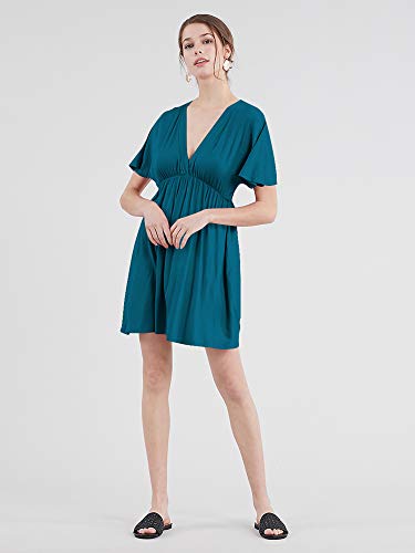 Lock and Love Women's Kimono Style Deep V Neck Dress 3X-Large