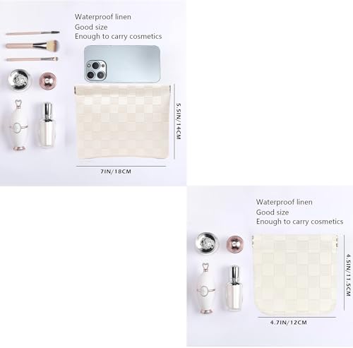 Leather Pocket Cosmetic Bag - Waterproof Organizer Pouch (White, Big & Small)