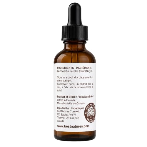 Best Nature's Cosmetics Brazil Nut Oil 1 Fl Oz – Virgin Organic Skin & Hair Moisturizer (Pack of 1)