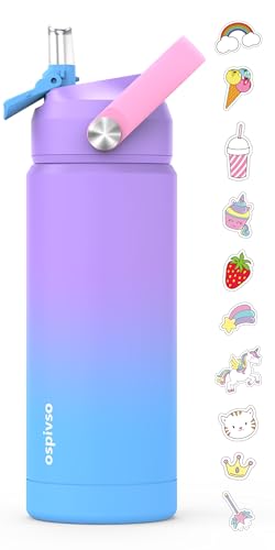Ospivso Kids Purple Insulated Water Bottle 18 oz with Straw