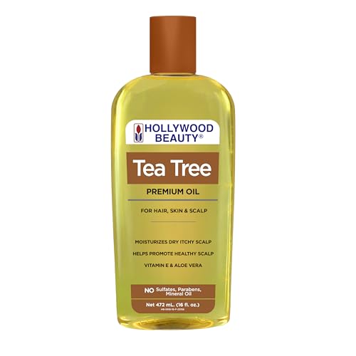 Hollywood Beauty Tea Tree Oil for Hair, Scalp, and Skin, 16 fl oz - Moisturizes Dry, Itchy Scalp, Fungus Fighter, Blended with Vitamin E & Aloe