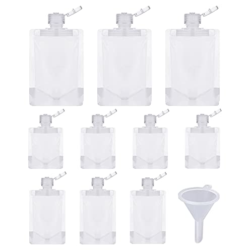 Refillable Travel Lotion & Shampoo Pouch Set - Clear Plastic Stand-Up Bags, 10 pcs