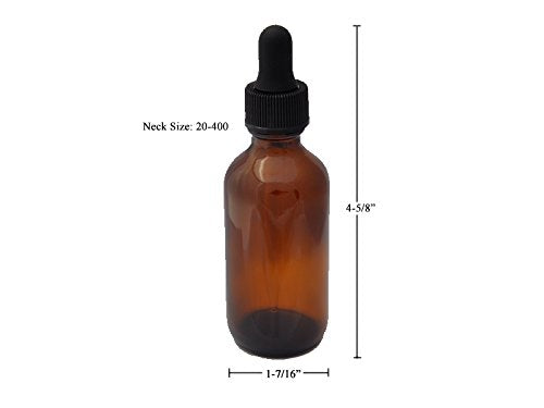 2-Pack Amber Glass Dropper Bottles with Tapered Droppers - 60mL