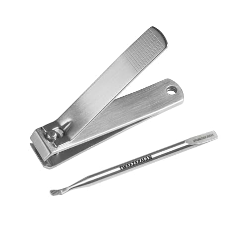 Tweezerman Extra Strength Toenail Care Kit with Clipper & Mini Cuticle Pushy - Includes Toenail Clipper & Cuticle Pusher
