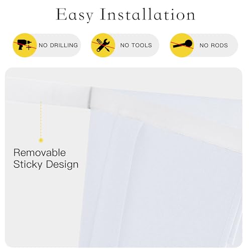 NICETOWN White Linen Blackout French Door Curtain - 30x69