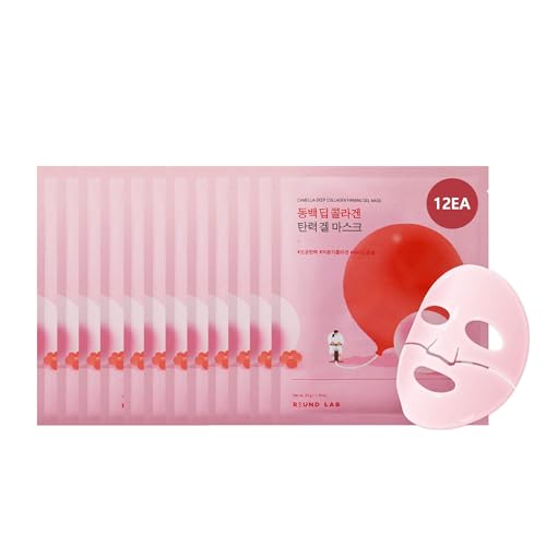 ROUND LAB Camellia Collagen Mask - 4 Pack Hydrogel Facial Mask for Sensitive Skin