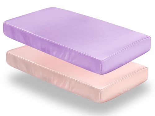 SiinvdaBZX Satin Mini Crib Sheets 2-Pack, 38x24in - Pink & Lavender