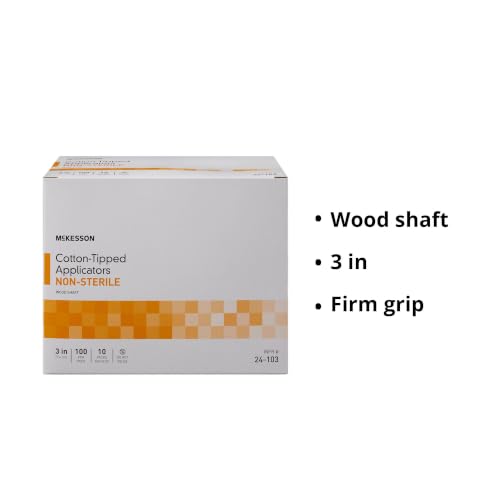 McKesson 3 in Cotton-Tipped Applicator Swabs, Non-Sterile, 1000 ct