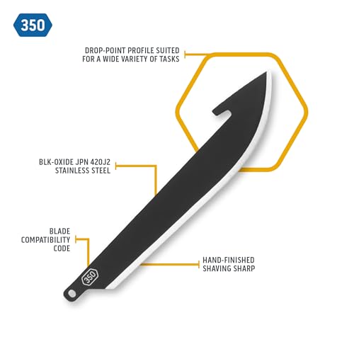 Outdoor Edge 3.5" Black Drop-Point Replacement Blades - 6-Pack