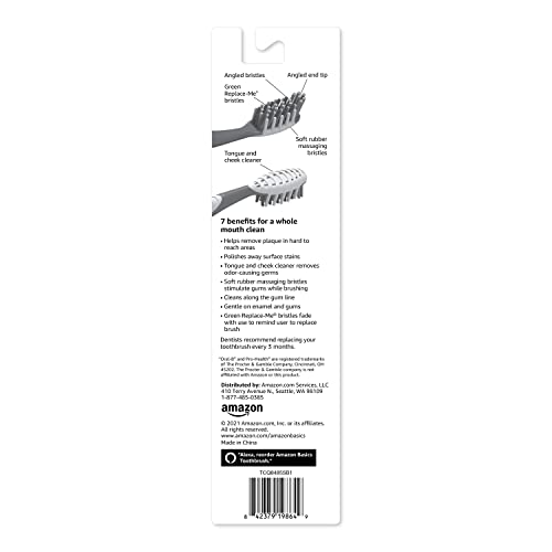 Amazon Basics MultiPro Soft Toothbrushes with Angled Bristles - 4 Count