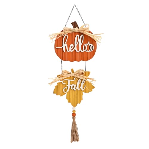 Rustic Fall Wreath with Pumpkin & Maple Leaf – 15 Inch