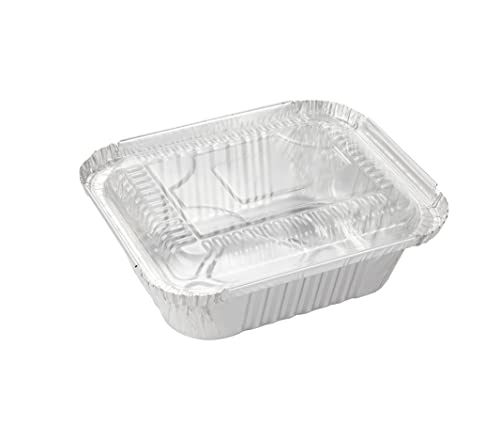 Waytiffer 50 Pack Disposable Aluminum Foil Pans with Lids, 5.5" x 4.5"