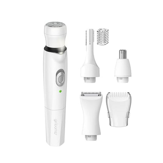Conair Girlbomb All-in-One Face and Body Trimmer | Rechargeable wet/dry shaver with 4 attachments for face, nose, brows, and body, White, Model GBLT86R