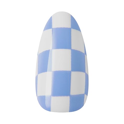 KISS Core Press On Nails - Blue Almond Shape, Medium Size, 32 Nails & Glue