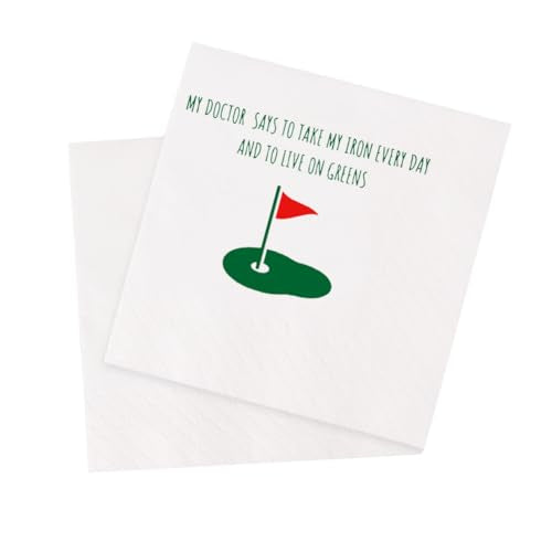 VOWFOO Golf-Themed Cocktail Napkins - 50 Disposable 5x5 In. Humor