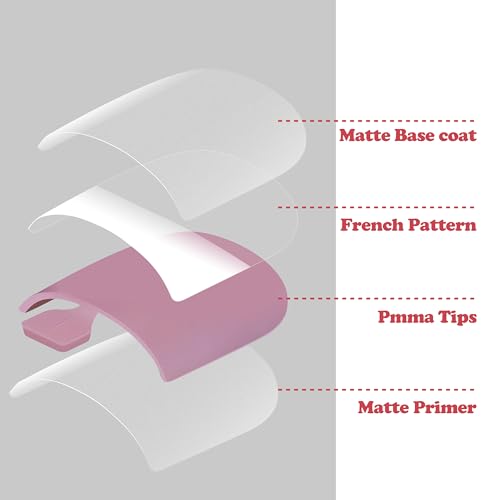 MUTIOVO Berry Pink Sharp Square French Tip Toe Nail Tips - 240 pcs