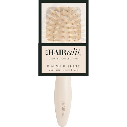 The Hair Edit Mini Finish & Shine Boar Bristle Travel Brush - Cream