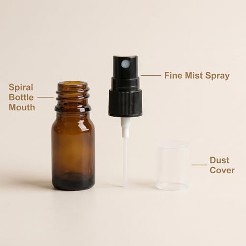 6PCS 5ml/0.2oz Empty Amber Glass Spray Bottles Refillable Fine Mist