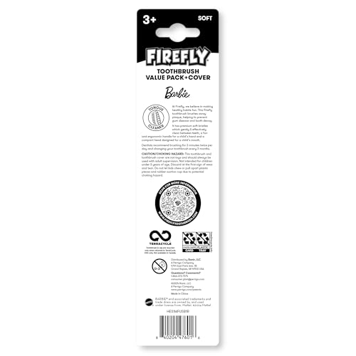 Firefly Barbie Toothbrush Value Pack - 3 Soft Bristle Brushes for Kids