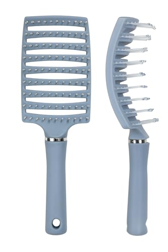 D & K Exclusives Curved Vented Hair Brush for Fast Blow Drying - Blue