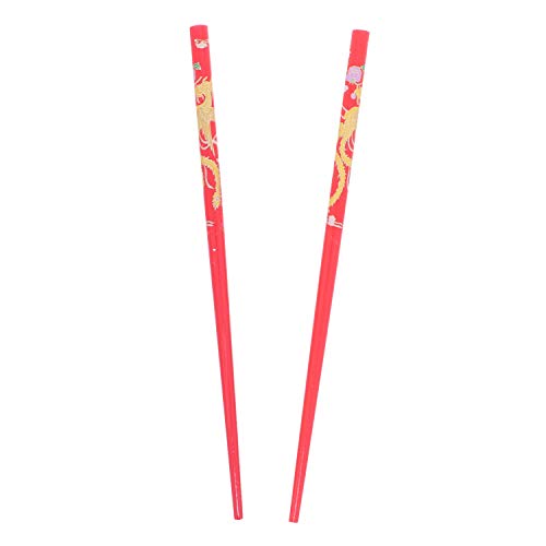 Motique Accessories Red Wooden Hair Sticks with Chinese Dragon Design - Set of 2, 7 Inches