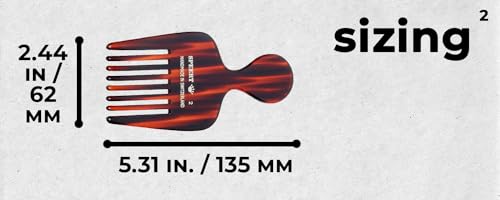 Speert Handmade Wide Tooth Hair Pick - Tortoise Acetate Detangling Comb