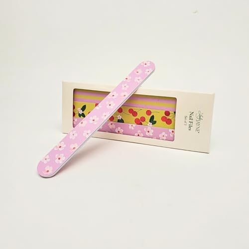 Lady Jayne Cherries Nail Files & Emery Boards Set of 3 – Dual-Sided, 6.25in x .75in with Rounded Edges (Fruit & Fleur Cherries 83526)