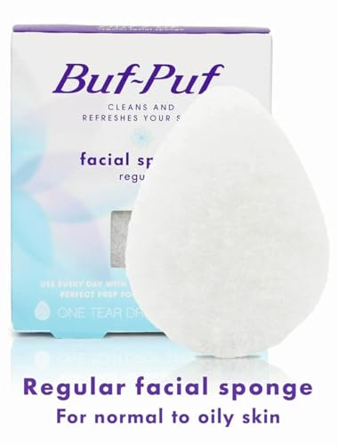 Buf-Puf Facial Sponge Set - Gentle Exfoliating Reusable Cleansing Pads, 3-Pack
