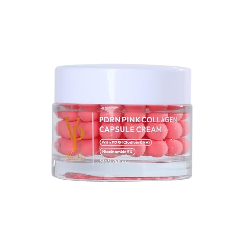 VibePro PDRN Pink Collagen Capsule Cream – Hydrating Face Moisturizer with Niacinamide, Unscented, 50g