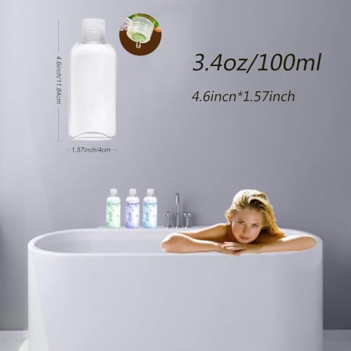 18-Pack Travel Squeeze Bottles 3.4 oz Clear PET with Flip Caps