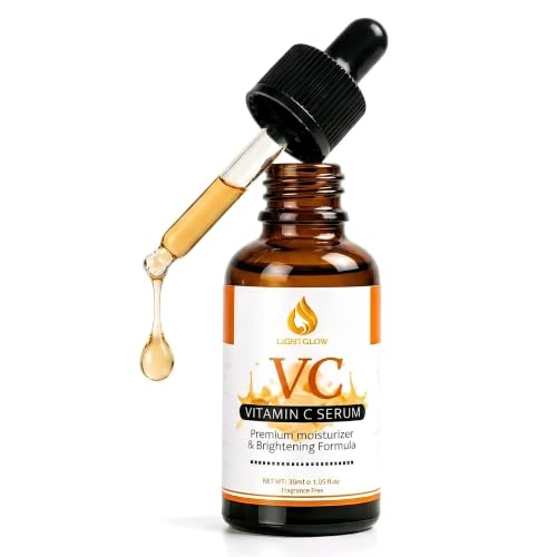 LIGHTGLOW Vitamin C Serum for Face with Ferulic & Hyaluronic Acid, 1 fl oz
