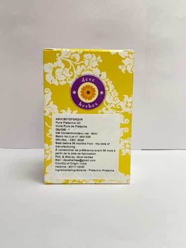 Deve Herbes Pistachio Oil 30ml | Cold Pressed, Pure Carrier Oil