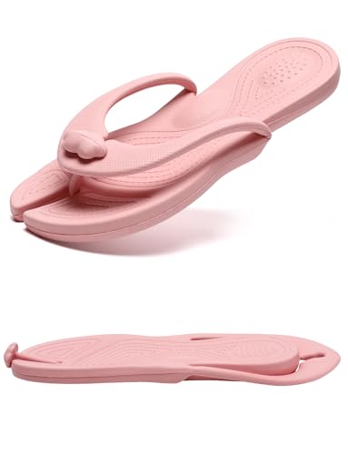 Unisex Folding Shower Shoes Travel Slippers Pink, Size 8.5-9.5 Women / 7.5-9.5 Men - Kiemorgy