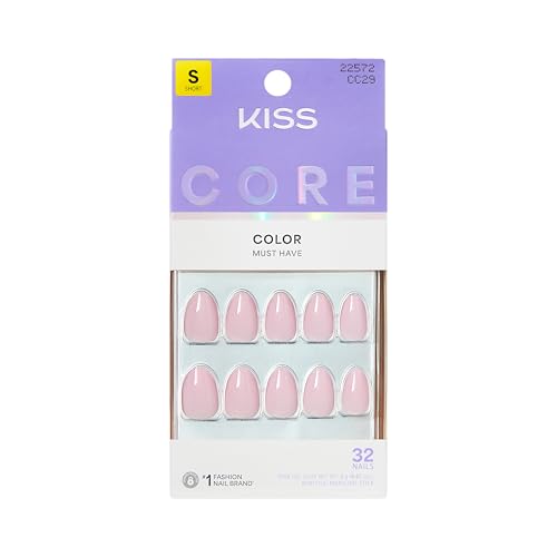 KISS Core Euphonious Pink Short Almond Shape Press On Nails with Glue & Tools