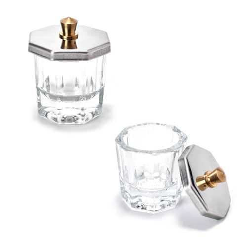 2-Pack Crystal Glass Dappen Dishes with Stainless Steel Lids
