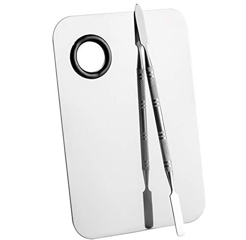 Professional Stainless Steel Makeup Palette - Cosmetic Blending Tool with Spatula for Nail Art & Eyeshadow | 6 x 4 Inch Silver